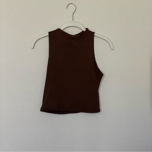 High neck brown cropped tank top